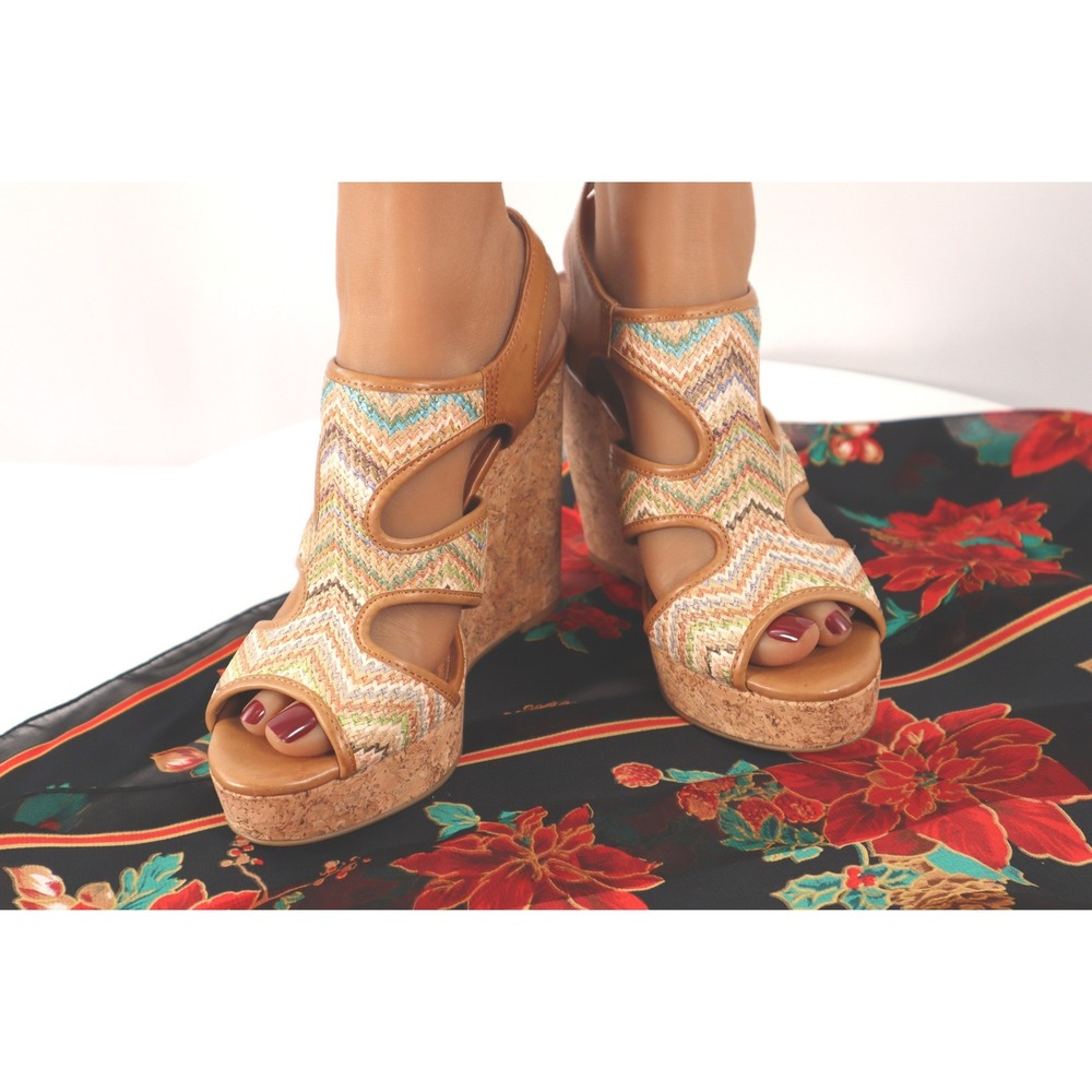 LUCK BRAND Riedel 2 cork wedge pastel sandals - Size 8M